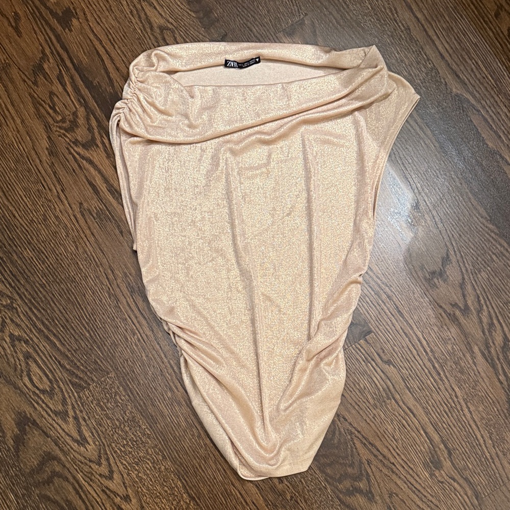 Zara Shimmering Gold Midi Skirt